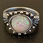 Vintage simulated opal silver plated ring size 6.75 Photo 0