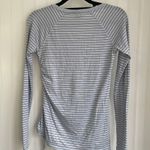 CALIA by Carrie Underwood long sleeve side ruching with ties striped top size XS Gray Photo 4