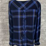 Cloth & Stone  Plaid Lace Up Back Top Photo 5