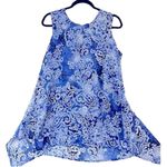 Fever Blue White Floral Paisley Sheer Layered Tierred Flowy Sleeveless Top 2X Photo 0
