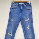ZARA  Blue Distressed Raw Hem High Rise Skinny Jeans Womens 00 Zip Fly Classic Photo 3