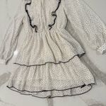 ZARA NWT Polka Dot Long Sleeve Tiered Mini Dress Womens Small White/Black Ruffle Photo 1