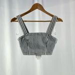 ZARA NWT  Striped Denim Crop Top in Blue White Size‎ Extra Small Photo 1