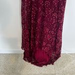 Alyce Paris  Deep Maroon Rhinestone Lace Mesh Cutouts Formal Long Dress Size 4 Photo 5