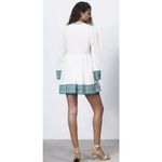 ZARA  Women's White Embroidered V-Neck Long Sleeve Boho Beach Mini Dress Size XS Photo 2