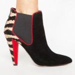 Dv calf hair navy red & black ankle booties boho classic evening designer Size 7 Photo 0