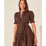 Daughters of India Prairie Dress Midi Button Front Tie Waist Coffee Brown Sz XS Photo 9