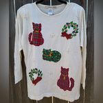 Victoria Jones  Christmas Long-Sleeve Shirt Women’s Size Medium Vintage Cats Cat Photo 1