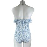 Tory Burch  Blue Strapless Ruffle Sleeveless Leaf One Piece Swimsuit Swimwear S Photo 1
