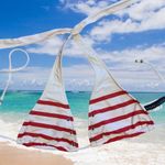 Ralph Lauren  Bikini Top Red White Stripe Fits Small Womens Halter Photo 6