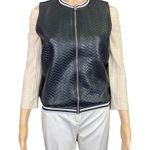 Vintage Alexandra Collection Womens Vest Faux Leather Chevron Black White Small Photo 2