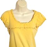 Charlotte Russe Excellent Junior Yellow Ruffle Trim Short Sleeve Blouse SZ Large Photo 3