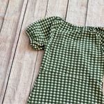 Madewell Size XXS Jacquard Puff-Sleeve Mini Dress Green Gingham Check Photo 8
