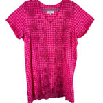 Johnny Was Devere Breezy Pink Gingham Short Sleeve Button Up Lined Mini Dress XL Photo 0