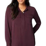 J Jill Soft Luxe Utility Popover Blouse Top Women's Large Plum Long Sleeve NWT Purple Photo 0