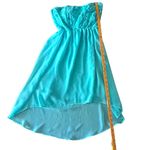 Strapless High Low Dress,‎ Aqua Blue Lace, Chiffon Party Cocktail Summer Photo 4