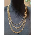 Women's Layered Gold Chain Pearl Necklace With Toggle Clasp Elegant Jewelry Photo 1