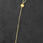 Layered Gold Tone Necklace with Circle and Stick Pendant Fashion Jewelry Gold Photo 1