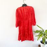 Sandro Azelie Silk-blend Red Satin-Jacquard Mini Dress Photo 2