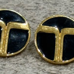 Trina Turk  Vintage Button Gold and Black Earrings Photo 0