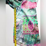 ZARA Satin Blouse - Sz XS - Pastel Patchwork print - Bell Sleeve - Top Photo 7