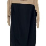 Talbots  ponte black tan color block 12 sheath dress rayon business modest office Photo 0