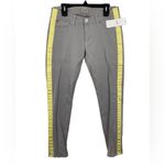 Hudson Jeans NWT Hudson Loulou‎ Tuxedo Skinny Jeans Gray with Yellow Stripe Size 25 Photo 1