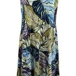 Anne Klein SZ 4 A-Line Dress Sleeveless Stretch V-Neck Leaf Print Lined Multi Photo 0