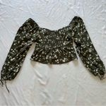 NWOT Large Mi Amor Francesca’s Forest Green Crop Top Floral Wrist Cuff Kelly Photo 6