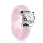 Boutique NEW 1 Ct‎ Simulated Diamond Pink Ceramic Engagement Band Ring, Size 9 Photo 0