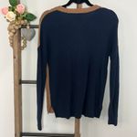 Madewell Long Sleeve Color Block Brown Navy Crew Neck Sweater Size Small Photo 4
