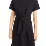 Vince  Short Sleeve Waist Tie Shirt Mini Dress Black Womens Size Medium Photo 2