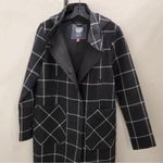 Vince Camuto  M black whit plaid hooded coat Photo 1