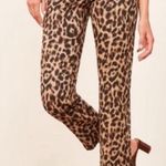 Reformation  Womens Animal Print Leopard Marlon Stretch High Crop Pants Size 2 Photo 0
