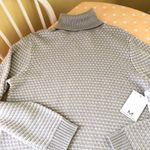 Magaschoni  Gray/White Turtleneck Sweater L Photo 2