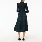 J.Crew Cotton Smocked Tiered Plaid Midi Dress in Navy Green Tartan medium Photo 12