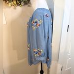 NWT FIG & FLOWER All Over Embroidered Button Front Lightweight Top Blue Sz L 💚 Size L Photo 5