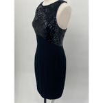 Vintage 90s Sequin Bodice Mini Dress Racerback Empire Waist High Neck Black XS Photo 3