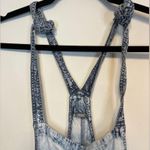 Aerie Blue Acid Wash Rayon Tie Shoulder Romper Sz M Photo 3