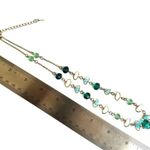 Gold tone blue green crystal necklace Photo 6
