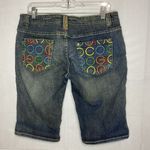 COOGI  Womans Embroidered Button Bermuda Denim Jean Shorts Size 13/14 (34x13) Photo 4