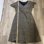 Lauren Ralph Lauren Blue & Brown Leaves Tie Front Back Zip Midi Dress 14 Photo 6