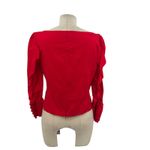 Intermix  Nikki‎ Top Blouse Shirt Long Sleeve Ruffle Cotton Red Size Large Photo 6