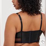 Torrid Faux Leather & Mesh Black Unlined Longline Underwire Bralette Black Sz 2 Photo 2