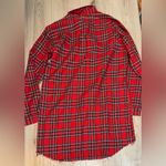 Kendall + Kylie  Red Plaid Floral Embroidery shirt dress button up button down Photo 1