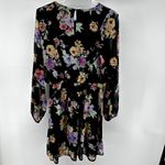WAYF  Dolman Long Sleeve Mini Dress Floral Cocktail Elastic Waist Black S NWOT Photo 5