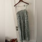 Madewell  Poplin Ruffle A-Line Midi Dress Striped Green and White Maxi size XL Photo 9