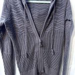 Athleta  Open Crochet Full Zip Up Hoodie Knit Cardigan Women’s Size M, Gray Photo 0