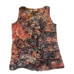 CB multi colored abstract ruffled v neck sersey knit tank women's large petite Size undefined Photo 0