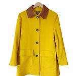 FLEURETTE Wool Barn Coat Jacket Yellow Contrast Collar Pockets USA Medium NWT Photo 1